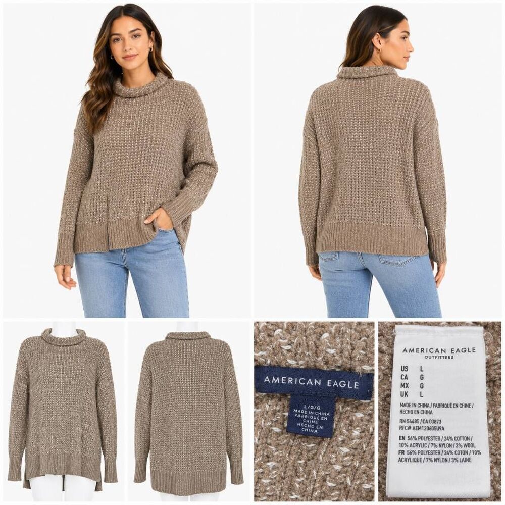 American Eagle Chunky Knit Turtleneck Sweater L
